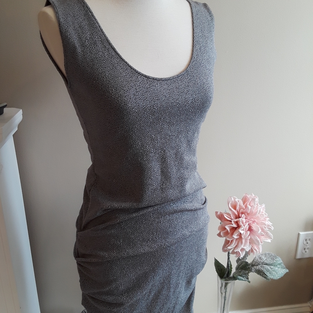 SMITH & SMITH Sparkle Grey Rouched Tank Dress NWT